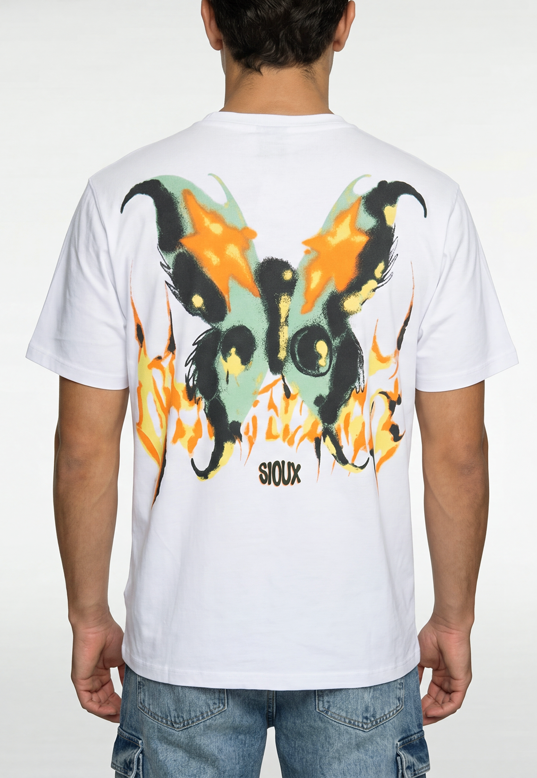 Polera Hombre Print Mariposa Espalda Blanco 4