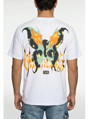 Polera Hombre Print Mariposa Espalda Blanco
