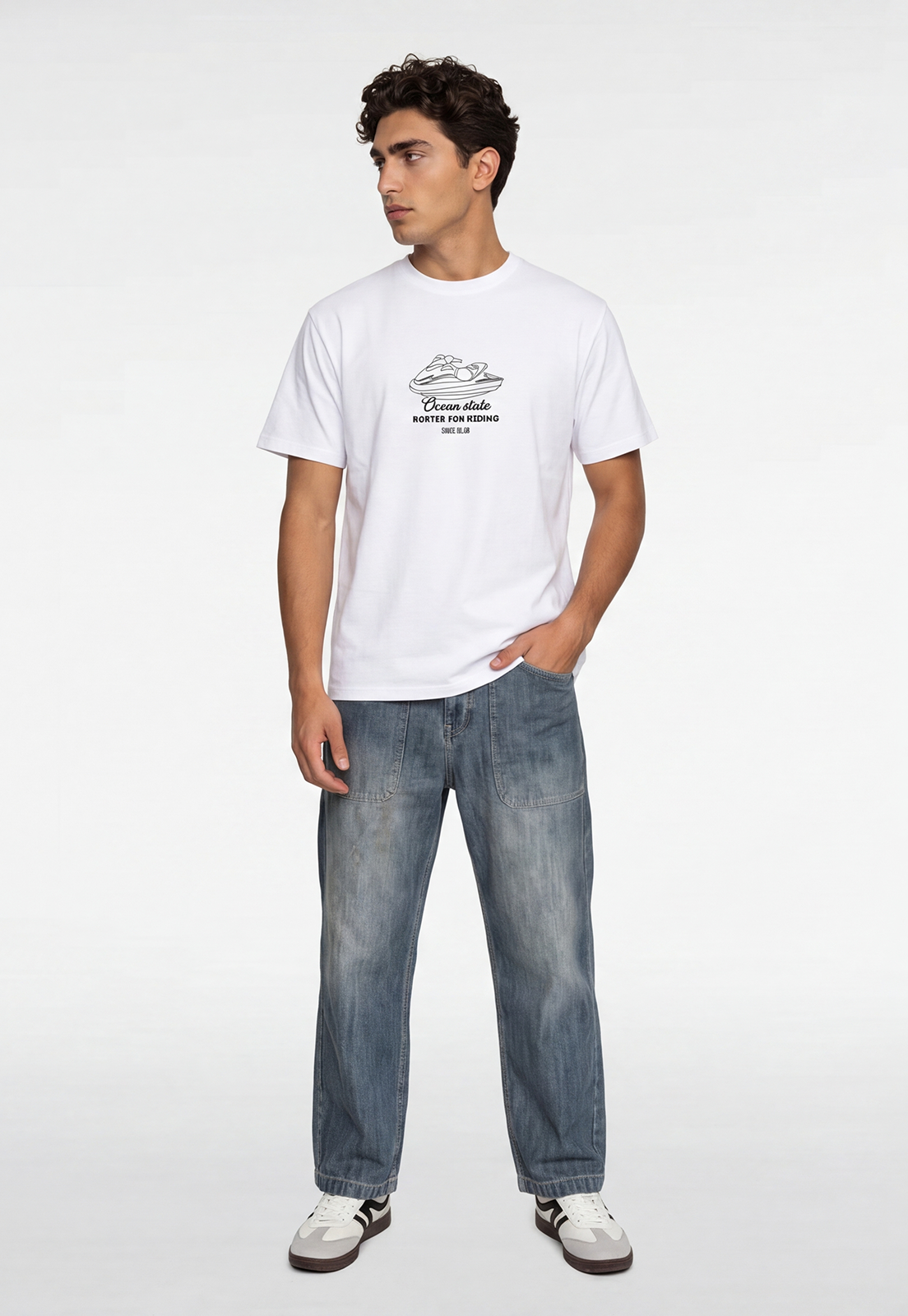 Polera Hombre Moto De Agua Blanco 2