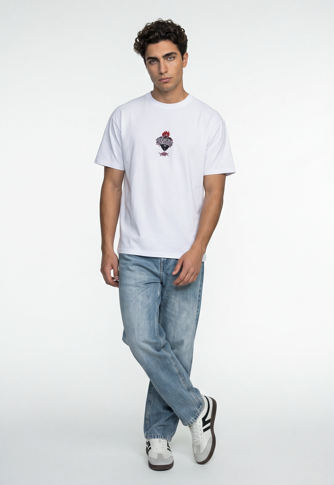 Polera Hombre Boxy Fit Print Blanco 2