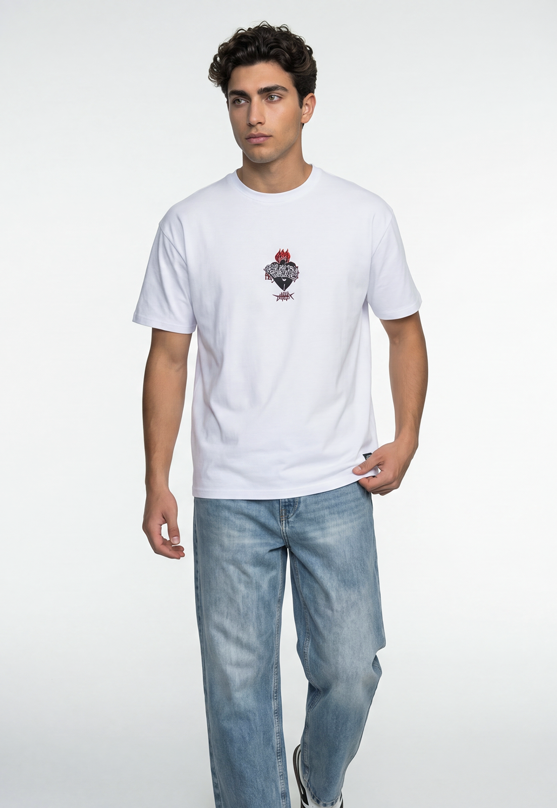 Polera Hombre Boxy Fit Print Blanco 1