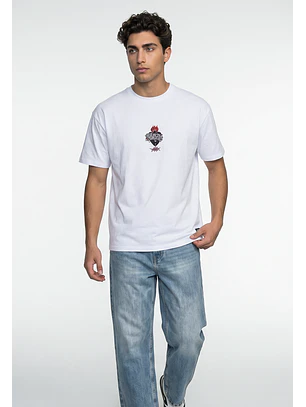 Polera Hombre Boxy Fit Print Blanco