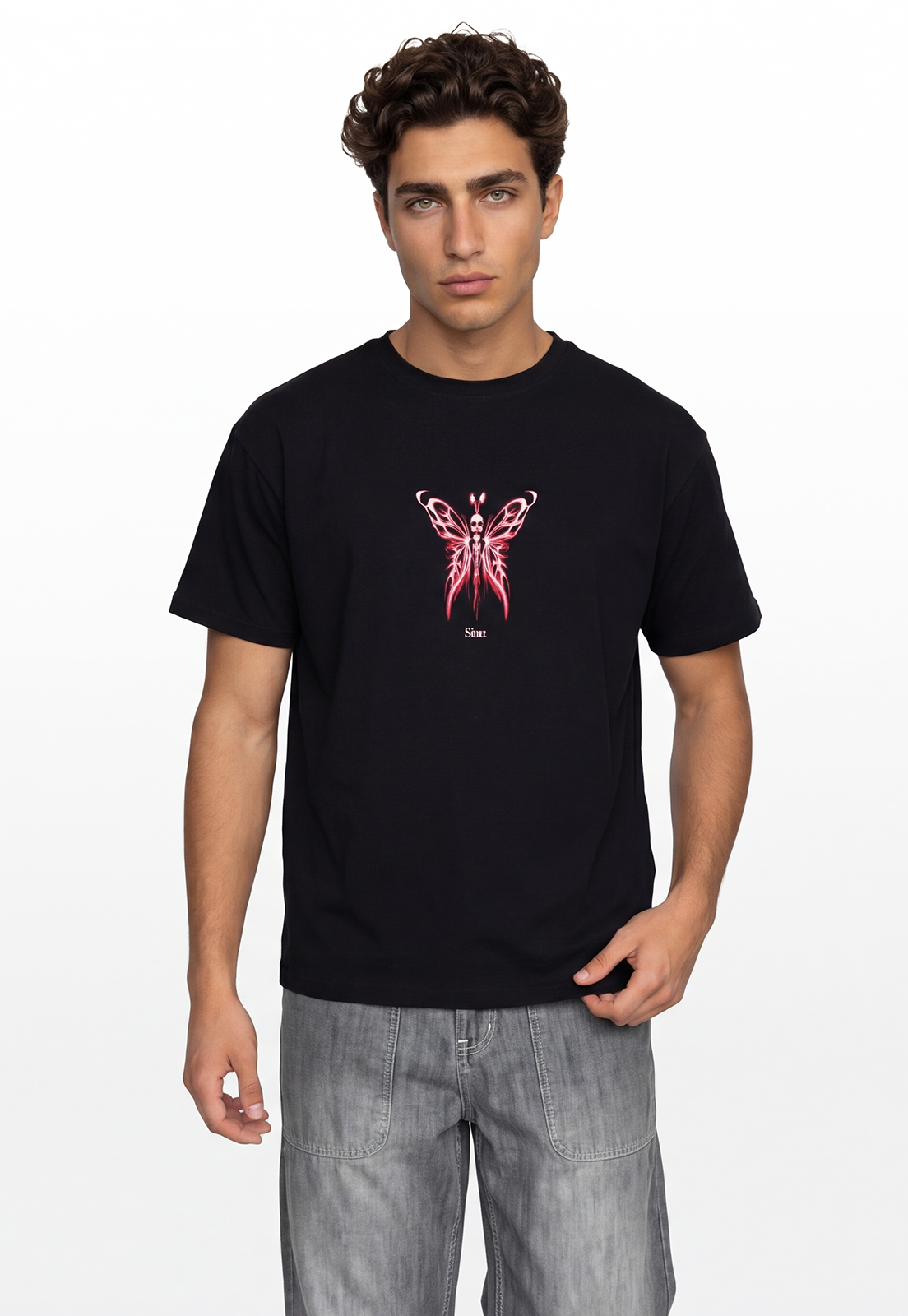 Polera Hombre Boxy Fit Print Negro 1