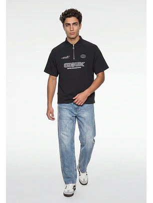 Polera Hombre Piqué Cierre Moda Acero