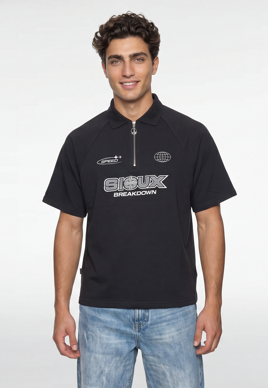 Polera Hombre Piqué Cierre Moda Acero 1