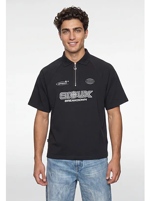 Polera Hombre Piqué Cierre Moda Acero