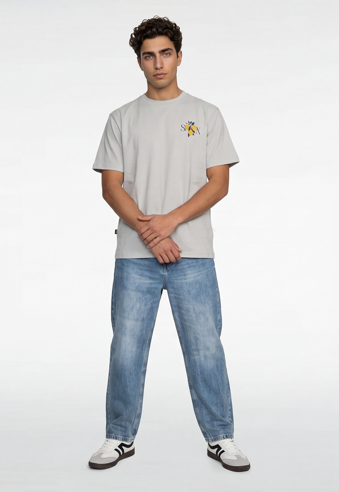 Polera Hombre Relaxed Limones Gris 2
