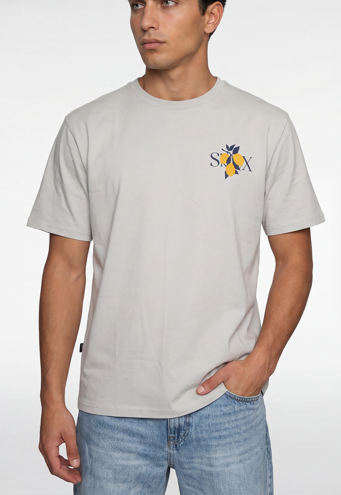 Polera Hombre Relaxed Limones Gris 3
