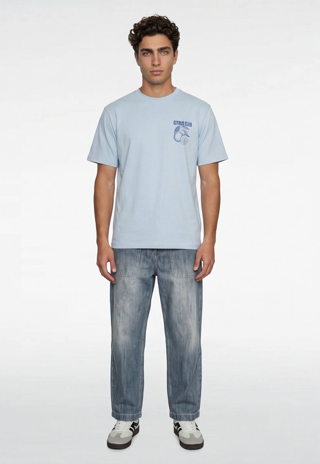 Polera Hombre Relaxed Naranjas Celeste 2