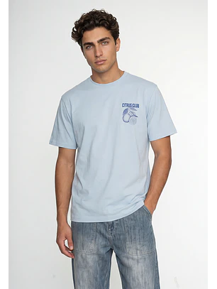 Polera Hombre Relaxed Naranjas Celeste
