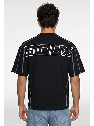 Polera Hombre Costuras Contraste Negro