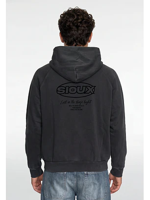 Polerón Hombre Boxy Fit Letras Flock Negro