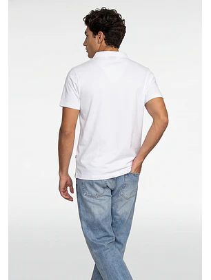 Polera Hombre Piqué Cuello V Blanco