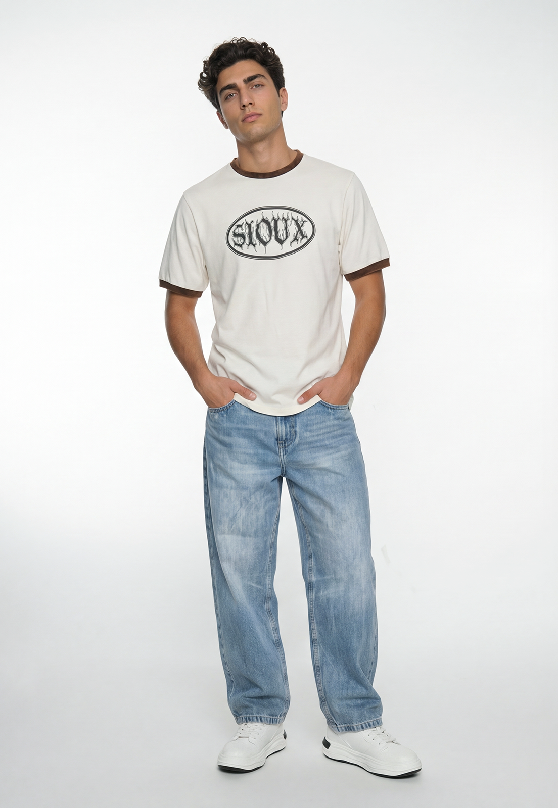Polera Hombre Piping Contraste Blanco 2