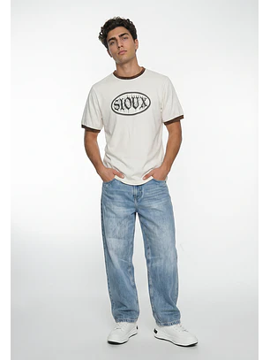 Polera Hombre Piping Contraste Blanco