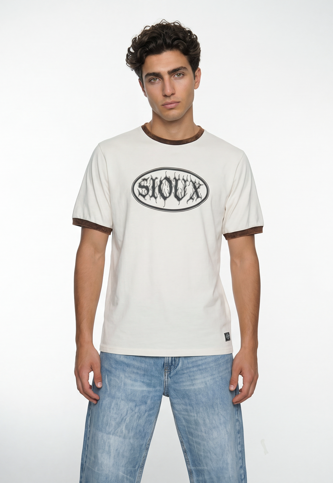 Polera Hombre Piping Contraste Blanco 1