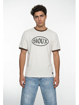 Polera Hombre Piping Contraste Blanco