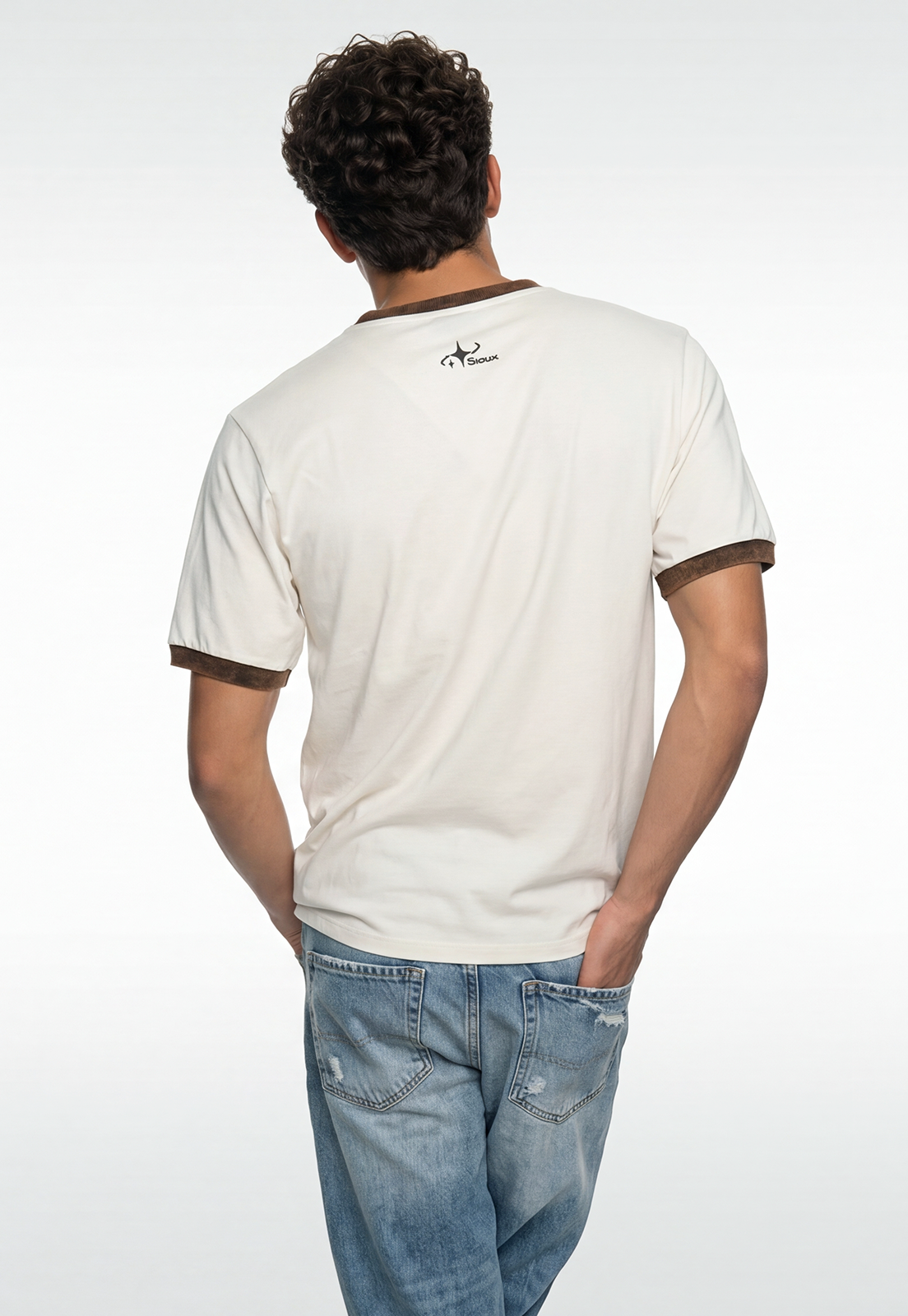 Polera Hombre Piping Contraste Blanco 4