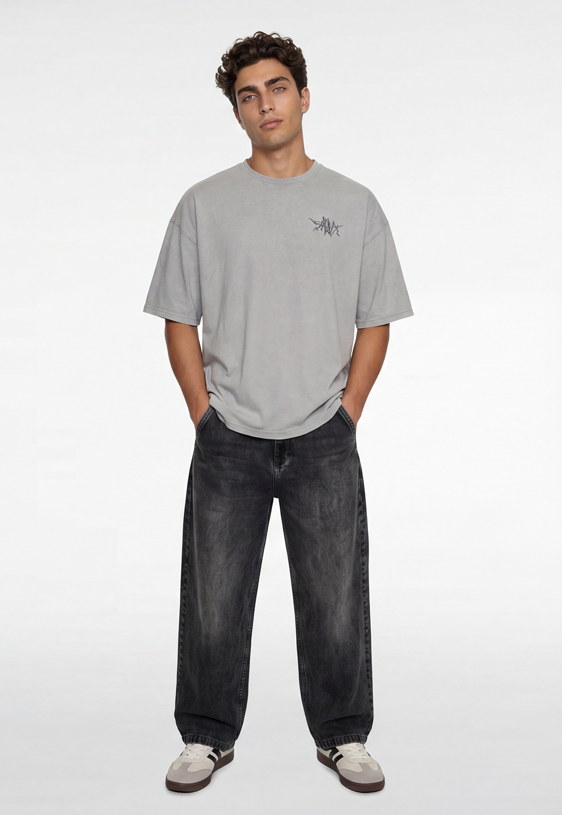Polera Hombre Boxy Fit Bordado Death Gris 4