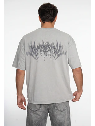 Polera Hombre Boxy Fit Bordado Death Gris
