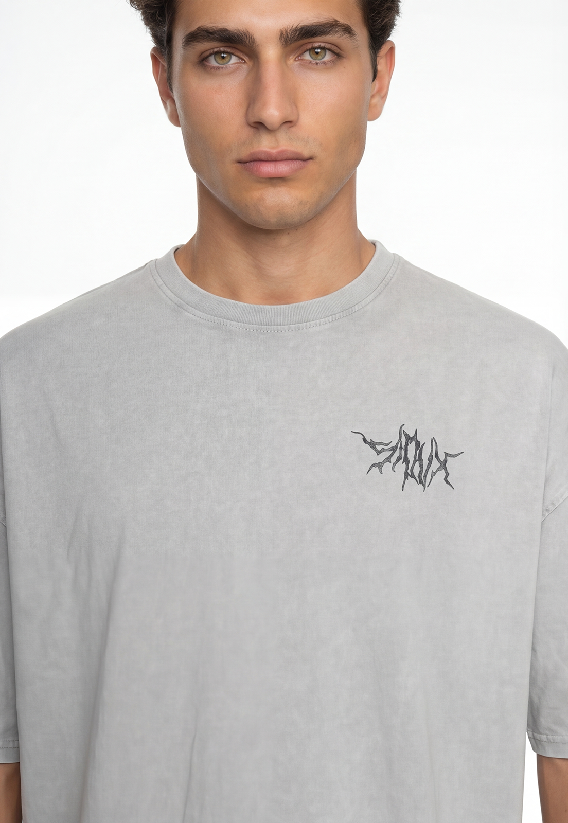 Polera Hombre Boxy Fit Bordado Death Gris 3