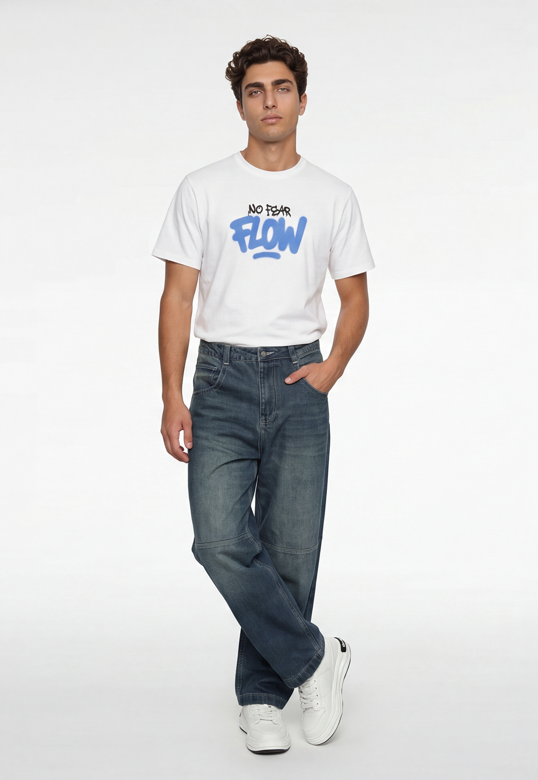 Jeans Hombre Baggy Corte Azul 1