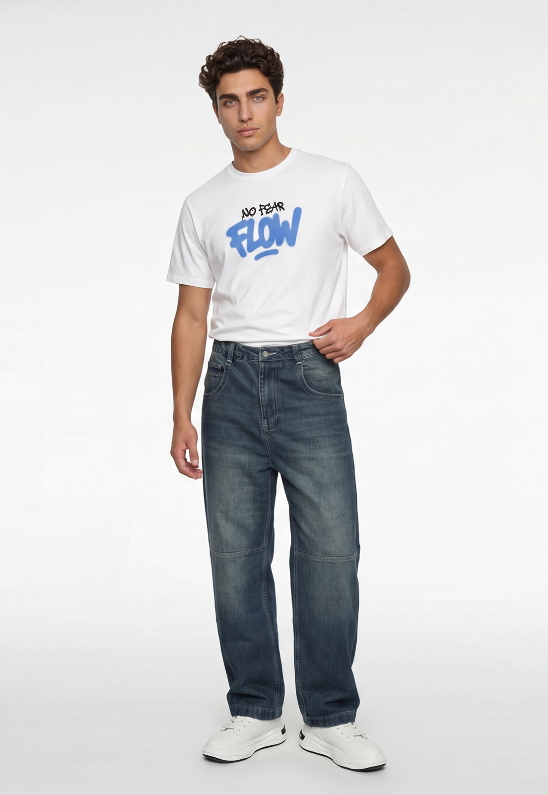 Jeans Hombre Baggy Corte Azul 4