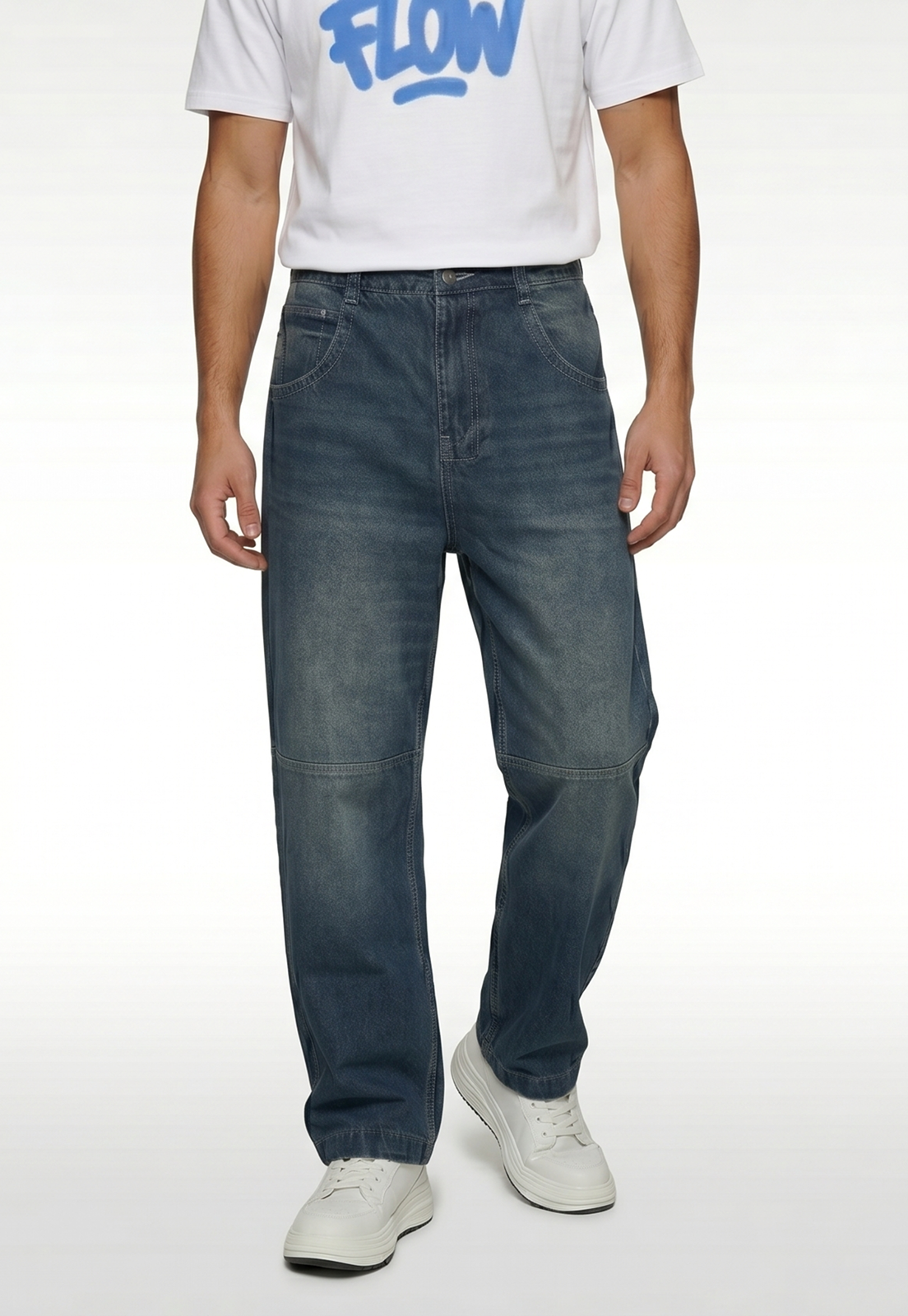 Jeans Hombre Baggy Corte Azul 2
