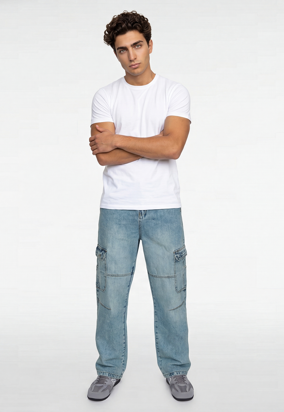 Jeans Hombre Baggy Cargo Celeste 1