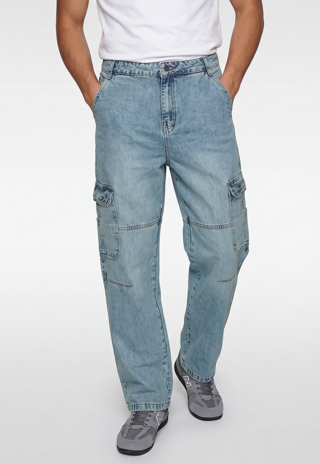 Jeans Hombre Baggy Cargo Celeste 2