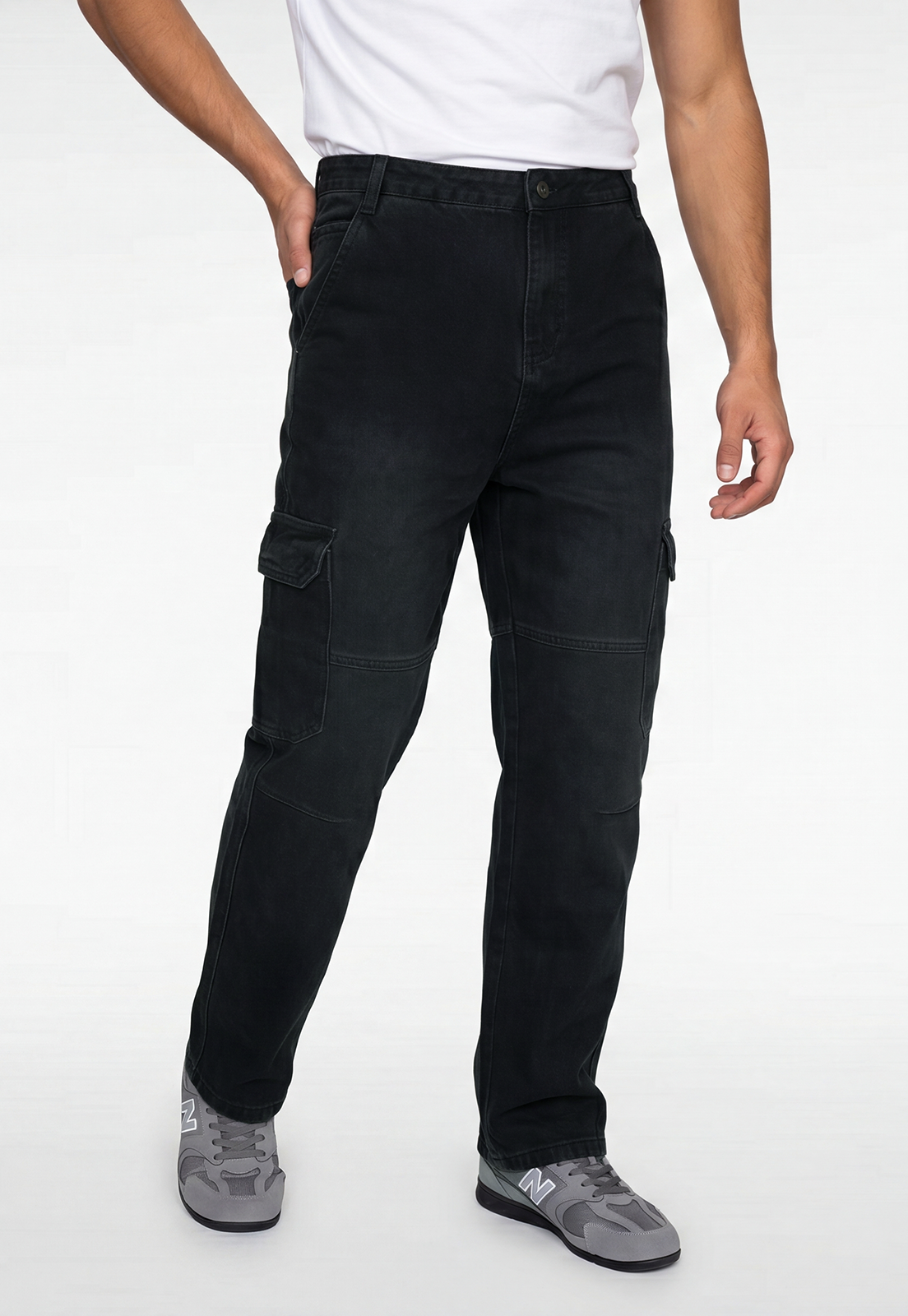 Jeans Hombre Baggy Cargo Negro 2