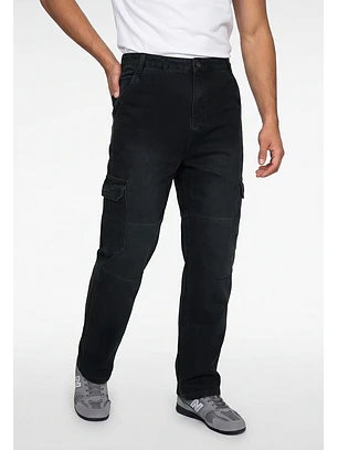 Jeans Hombre Baggy Cargo Negro