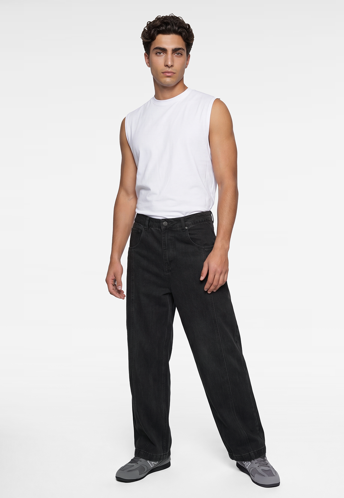 Jeans Hombre Barrel Corte Negro 1