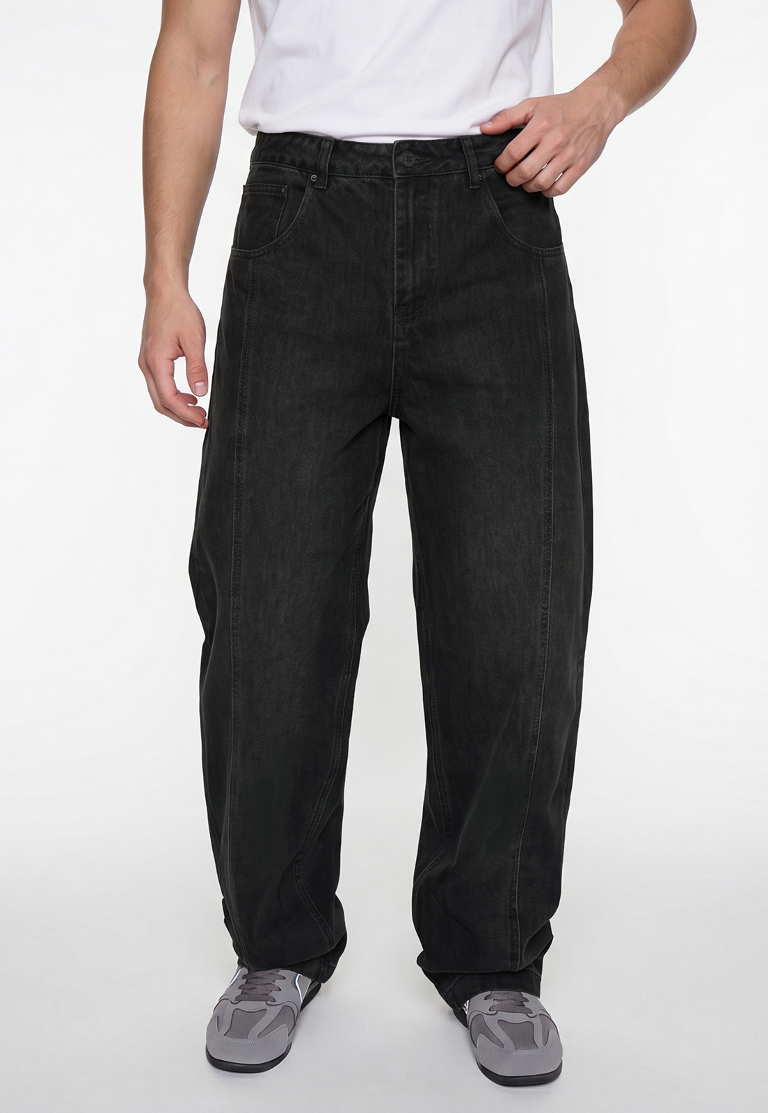 Jeans Hombre Barrel Corte Negro 2