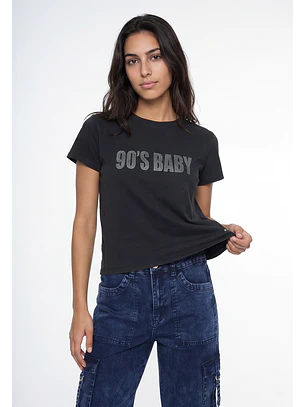 Polera Mujer  90's Strass Gris
