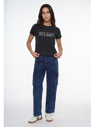 Polera Mujer  90's Strass Gris