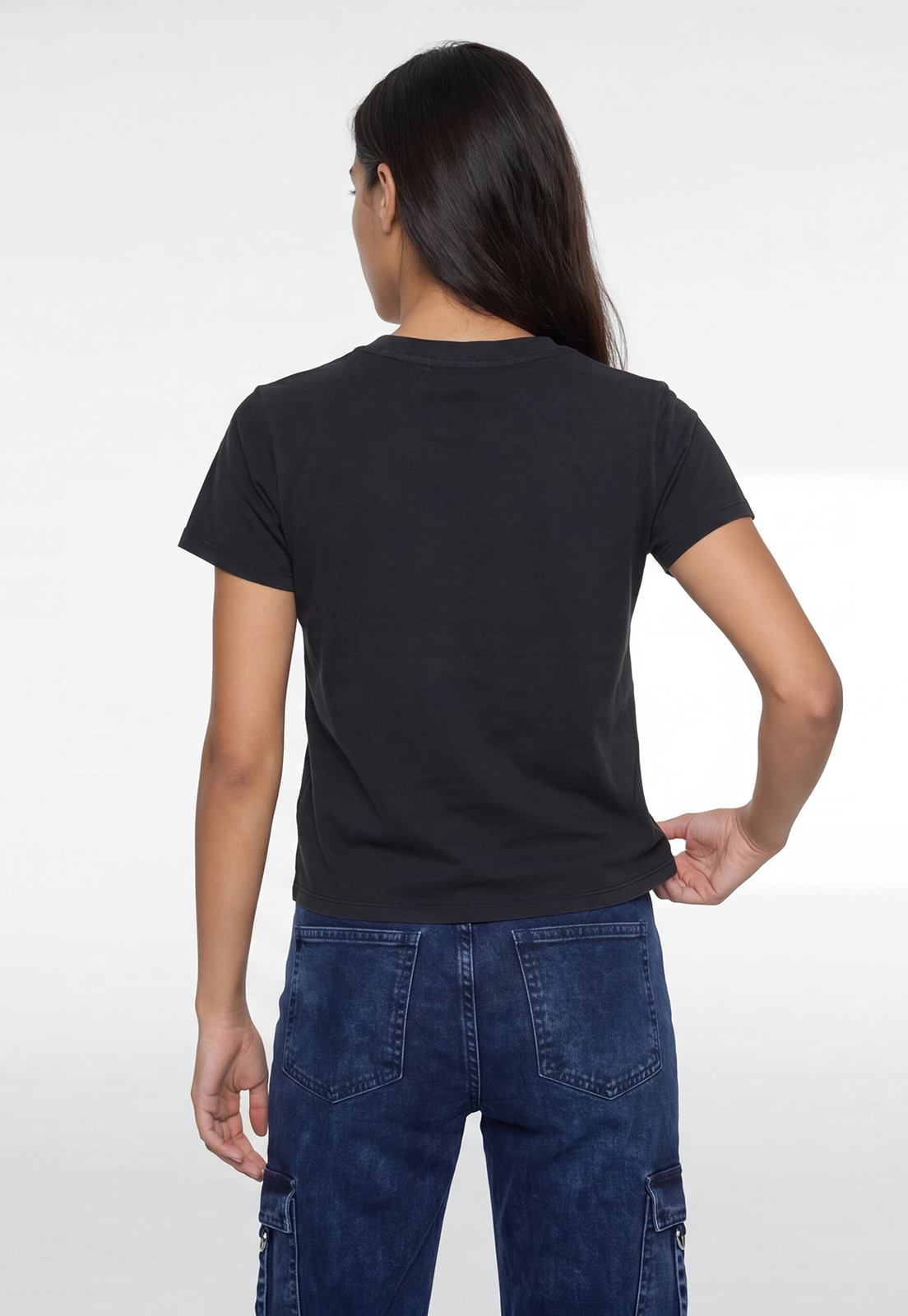 Polera Mujer Lavada Strass Gris 3