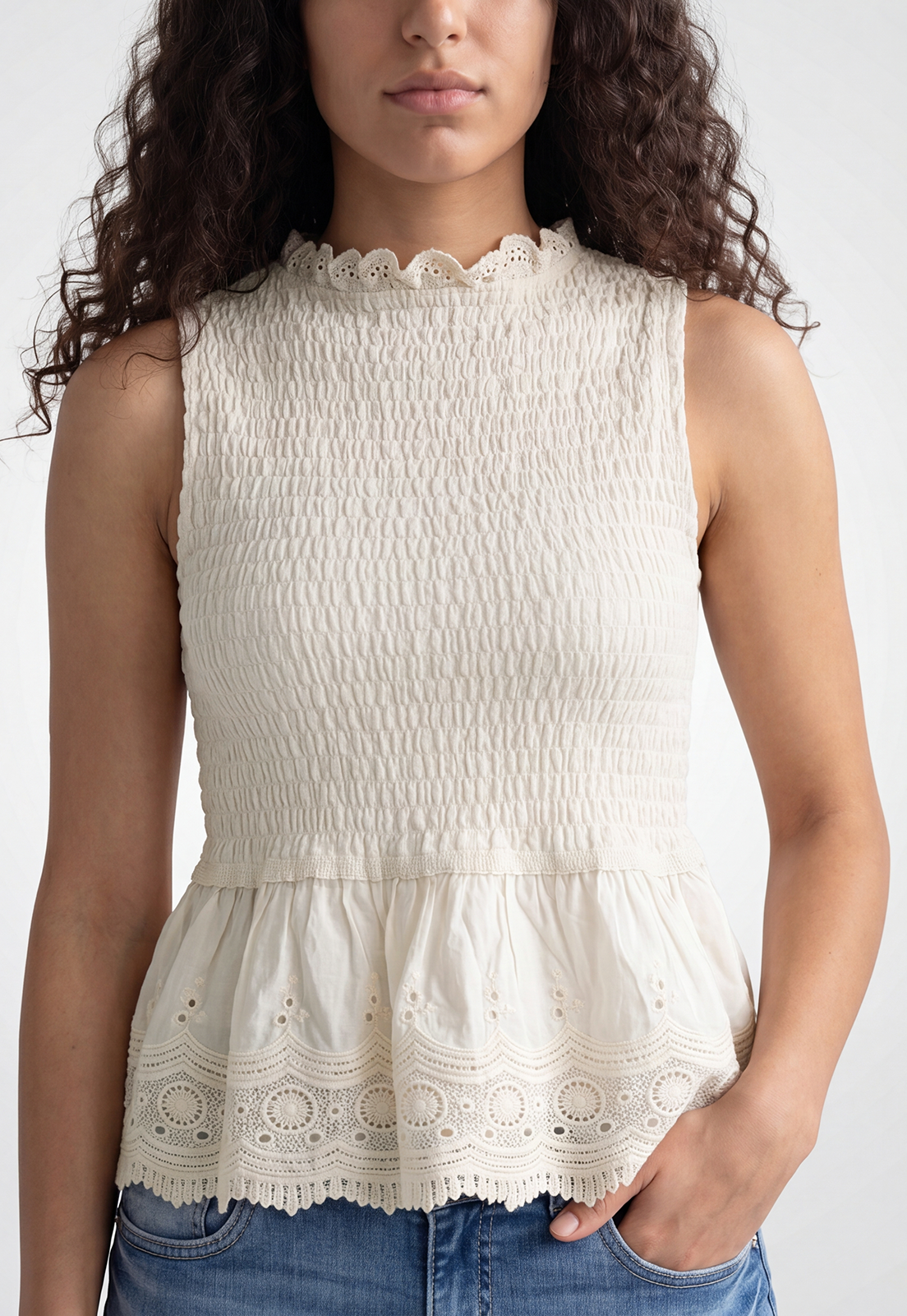 Peto Mujer Romantic Broderie Crudo 3