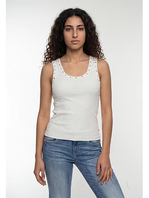 Peto Mujer Rib Tachas Crudo