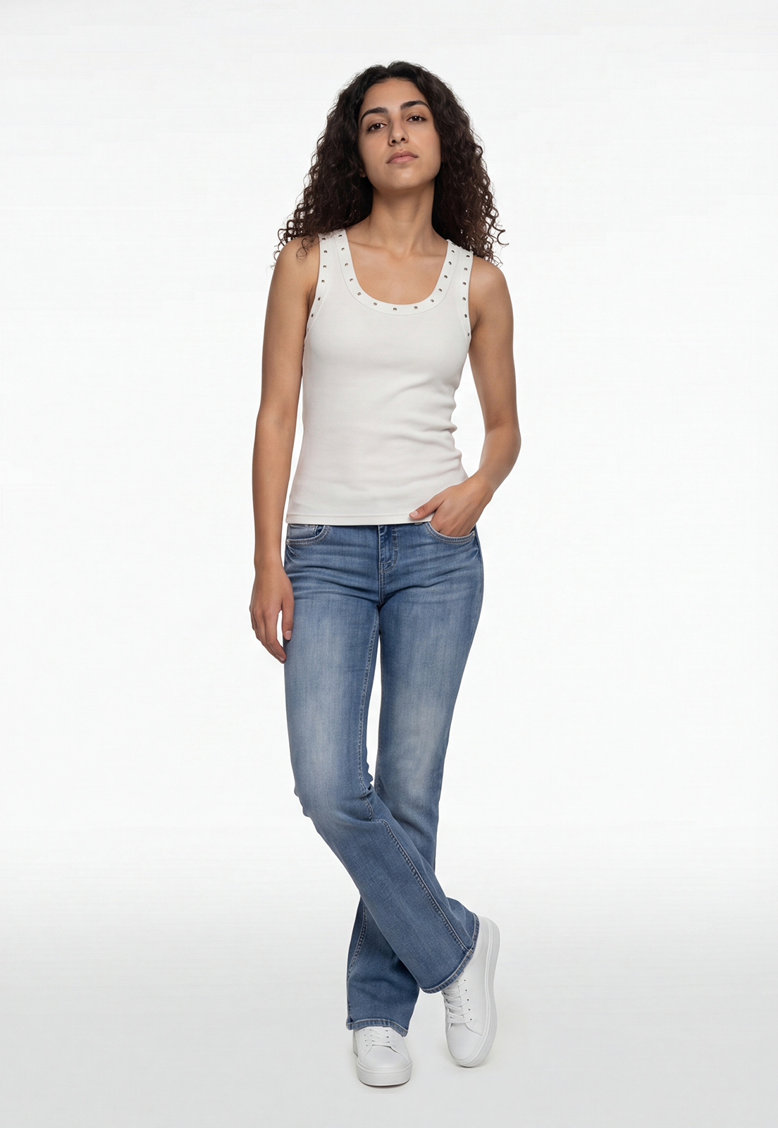 Peto Mujer Rib Tachas Crudo 2