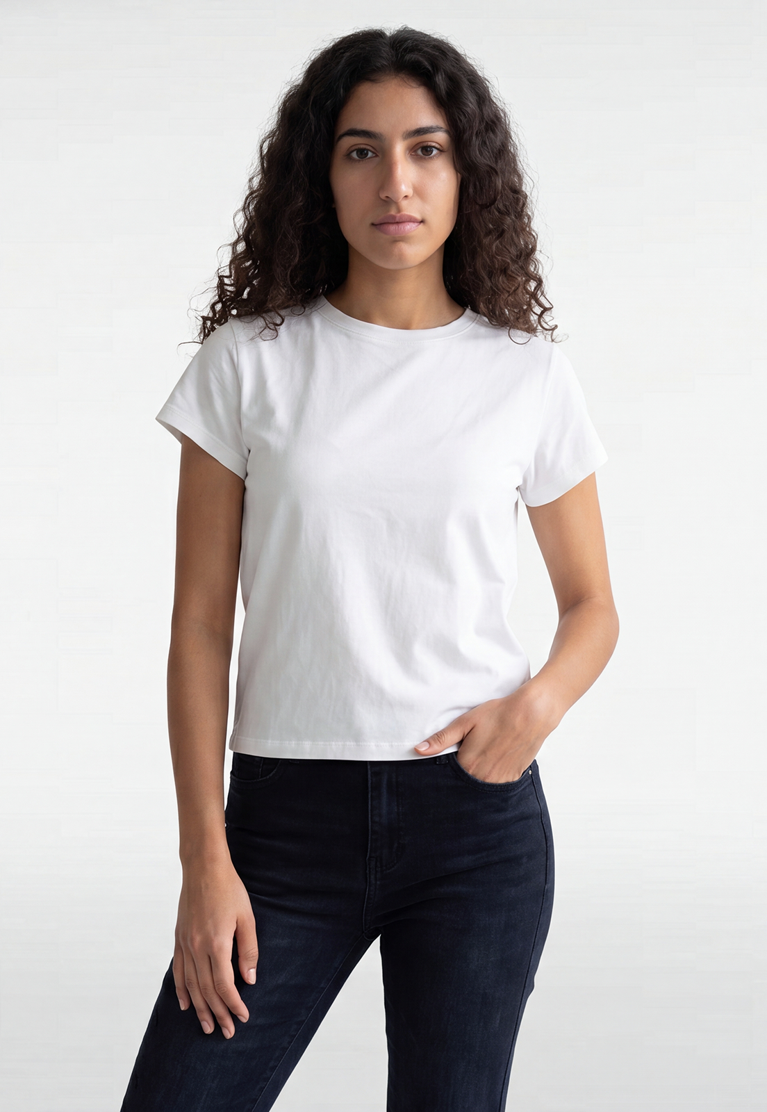 Polera Mujer Basic Cuello Redondo Crudo 1