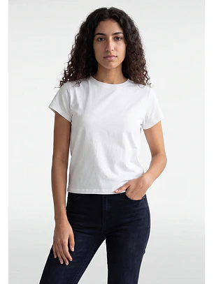 Polera Mujer Basic Cuello Redondo Crudo