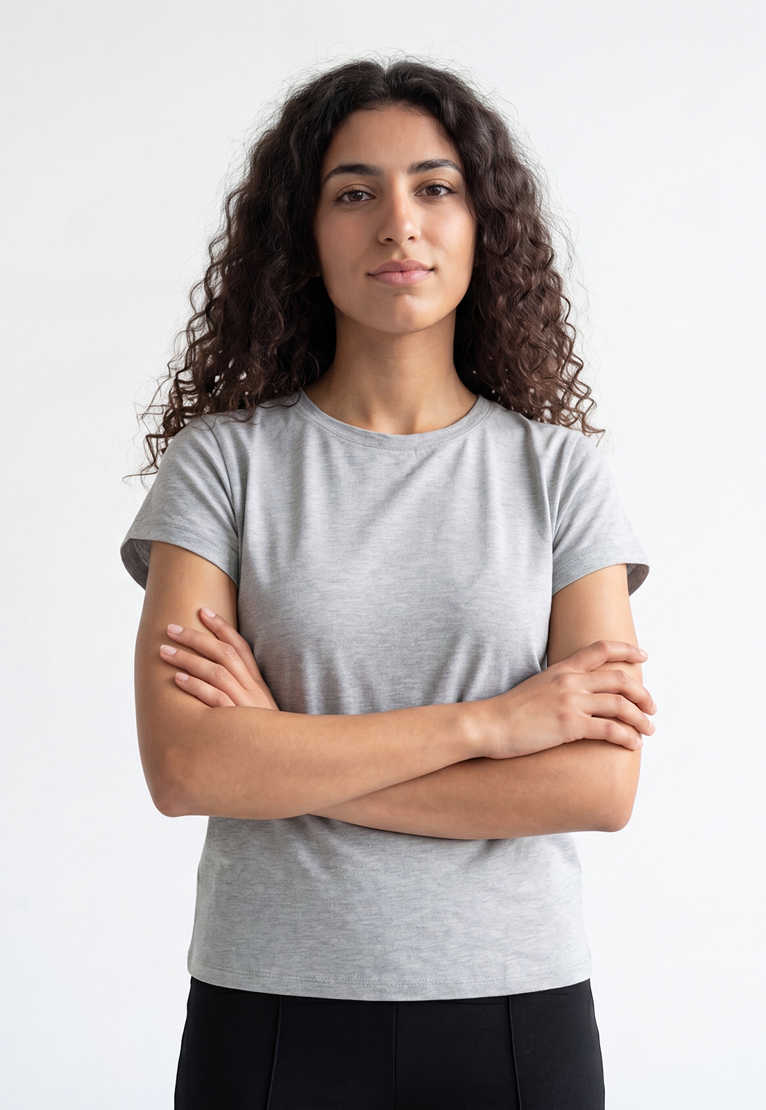 Polera Mujer Basic Cuello Redondo Gris 1