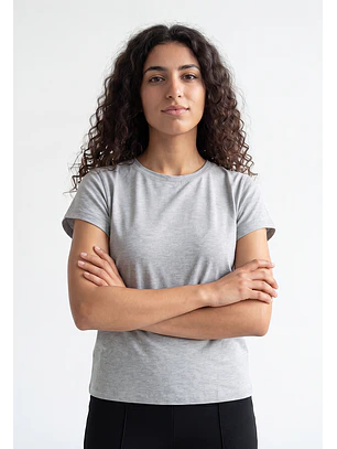 Polera Mujer Basic Cuello Redondo Gris