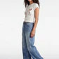 Jeans Mujer Wide Leg Tiro Alto Proceso Azul - Miniatura 4