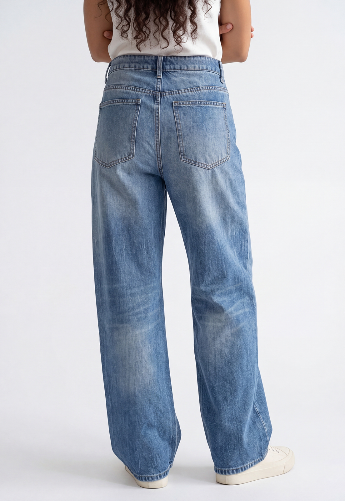 Jeans Mujer Wide Leg Tiro Alto Proceso Azul 3