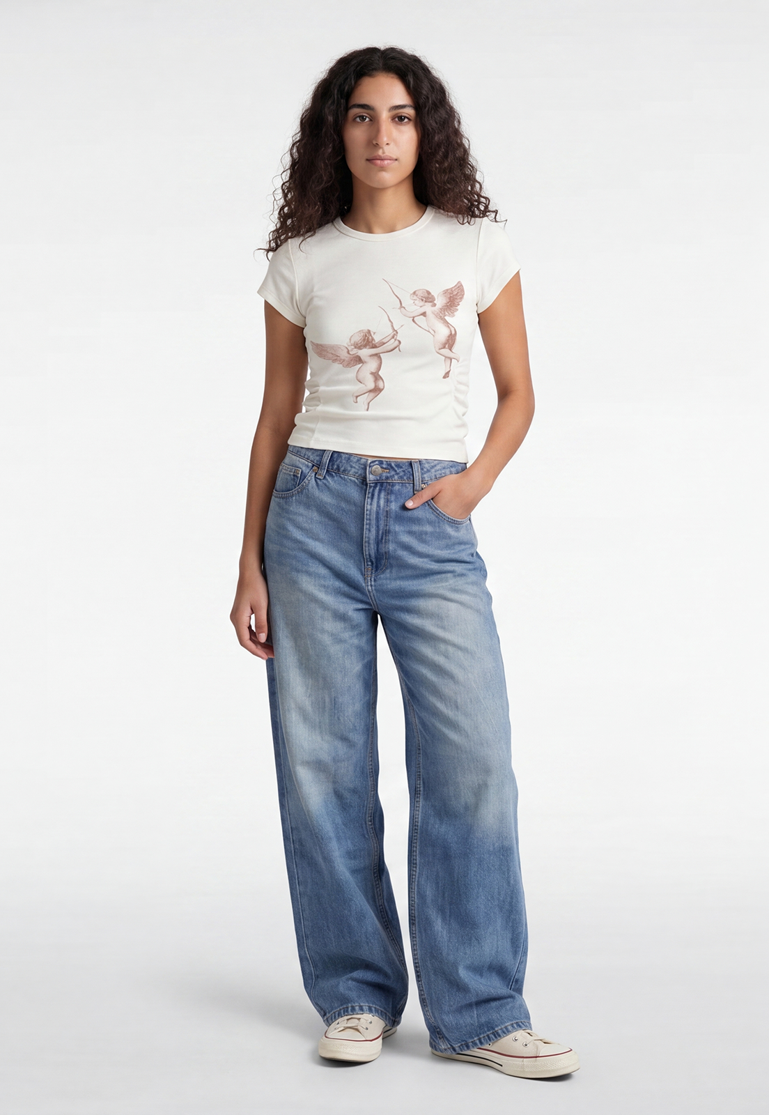 Jeans Mujer Wide Leg Tiro Alto Proceso Azul 1