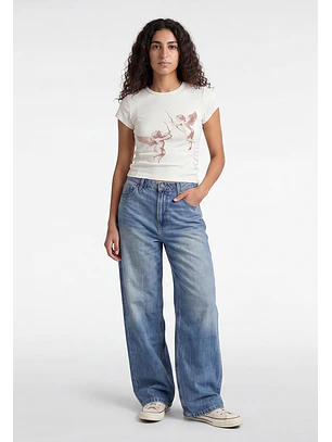 Jeans Mujer Wide Leg Tiro Alto Proceso Azul