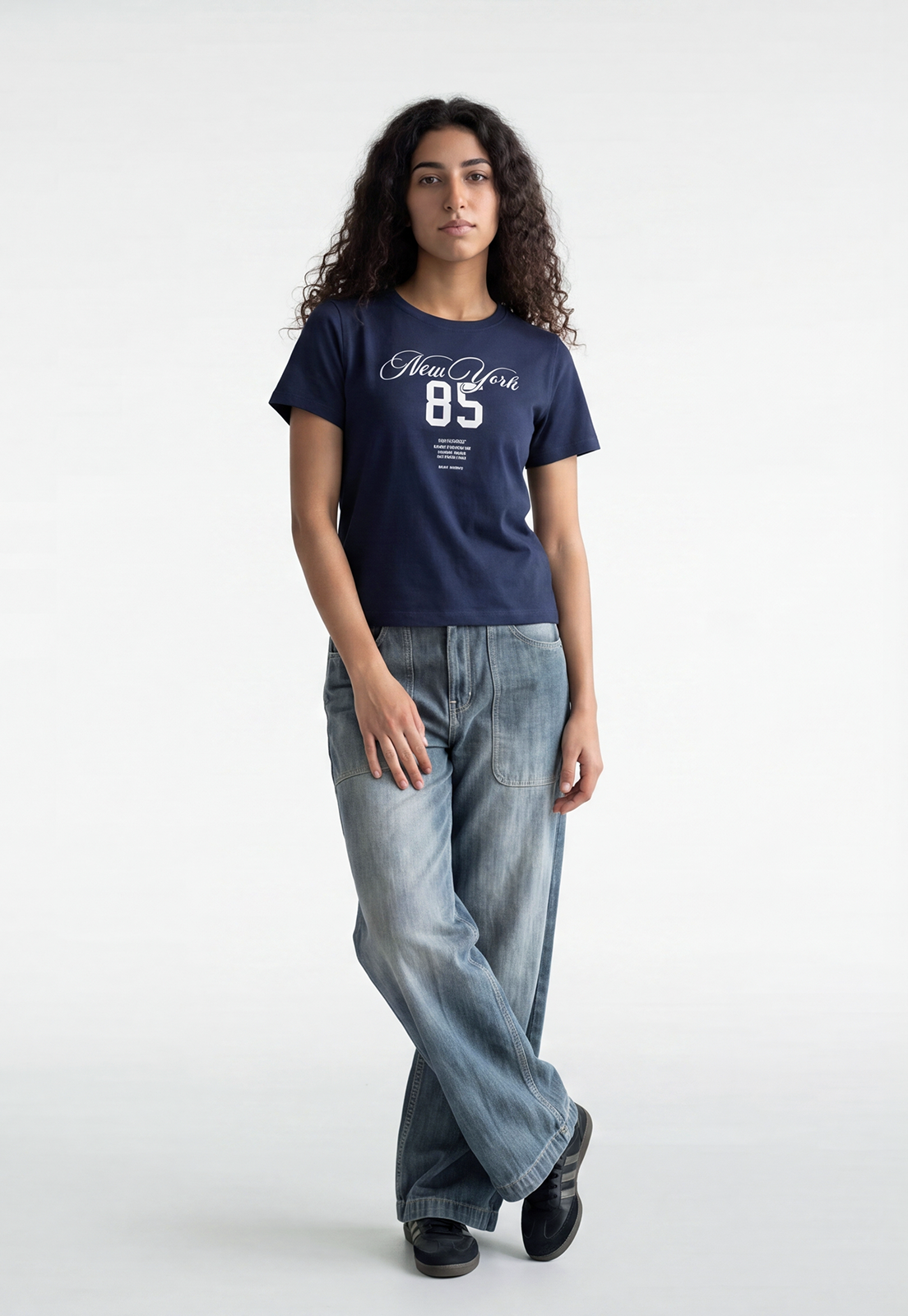 Polera Mujer Estampado Milano Azul 1