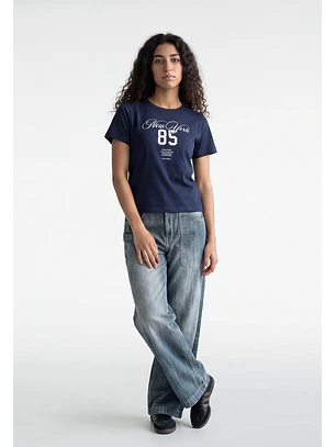 Polera Mujer Estampado Milano Azul